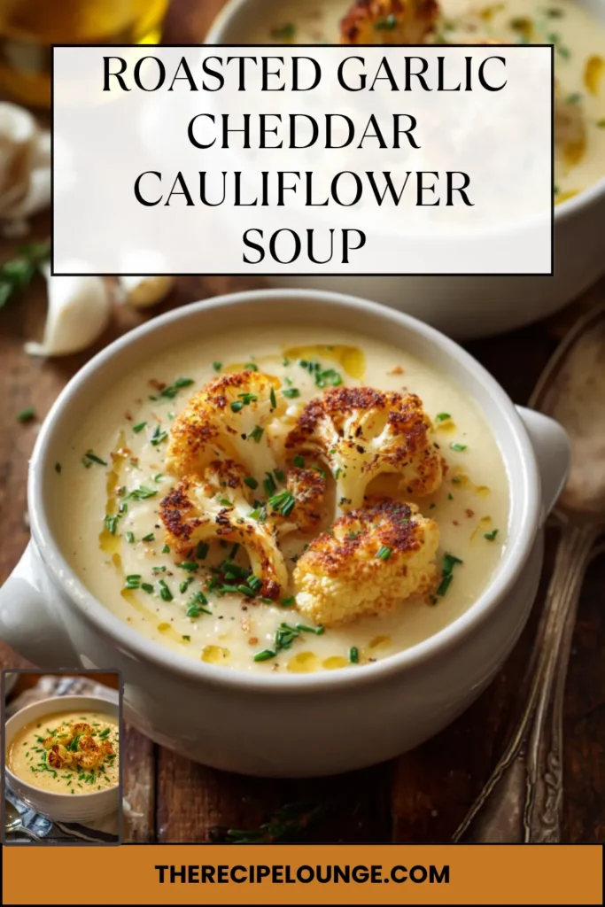 Creamy Roasted Garlic Cheddar Cauliflower Soup (No Cream!) 3 3 6 1