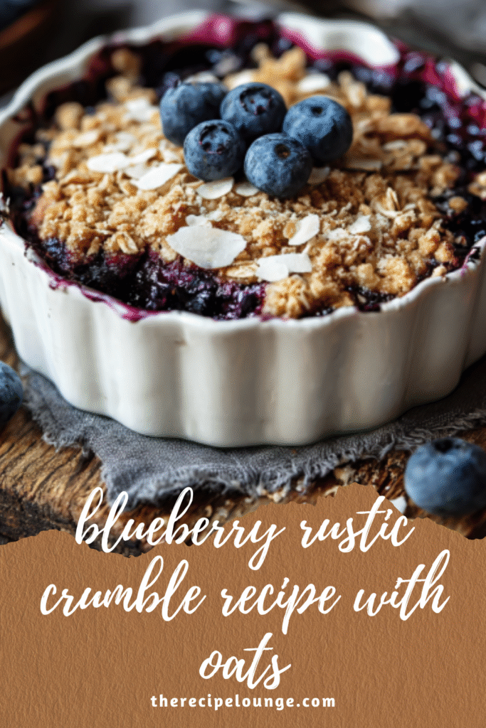Blueberry Rustic Crumble Recipe with Oats (Cozy, Easy & Homemade) 9 close-up of blueberry rustic crumble recipe with oats and flaked almonds