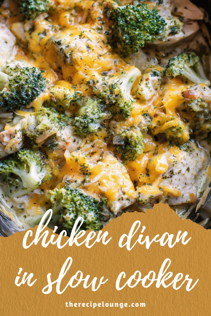 Chicken Divan in Slow Cooker: The Creamy Classic Reinvented 11 chicken divan in slow cooker with creamy cheese and broccoli, labeled text overlay