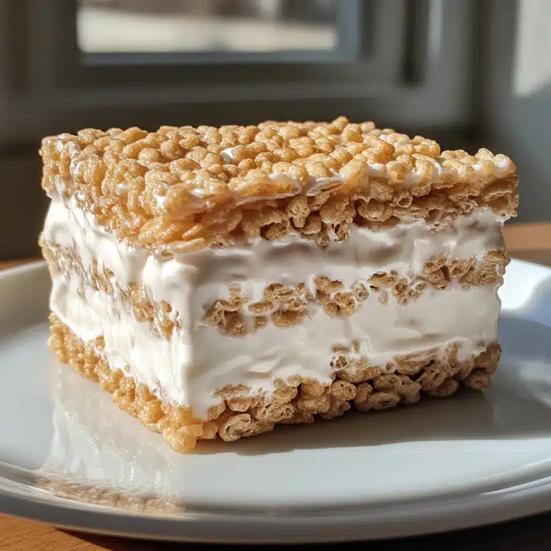 rice crispy treats ice cream sandwich served on plate