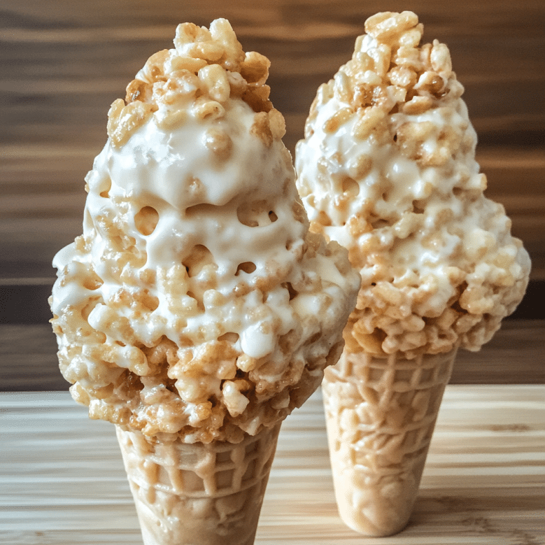 Rice Krispie Ice Cream: A Fun & Easy Summer Dessert You Can Make at Home 7 rice krispie ice cream cone with crispy topping