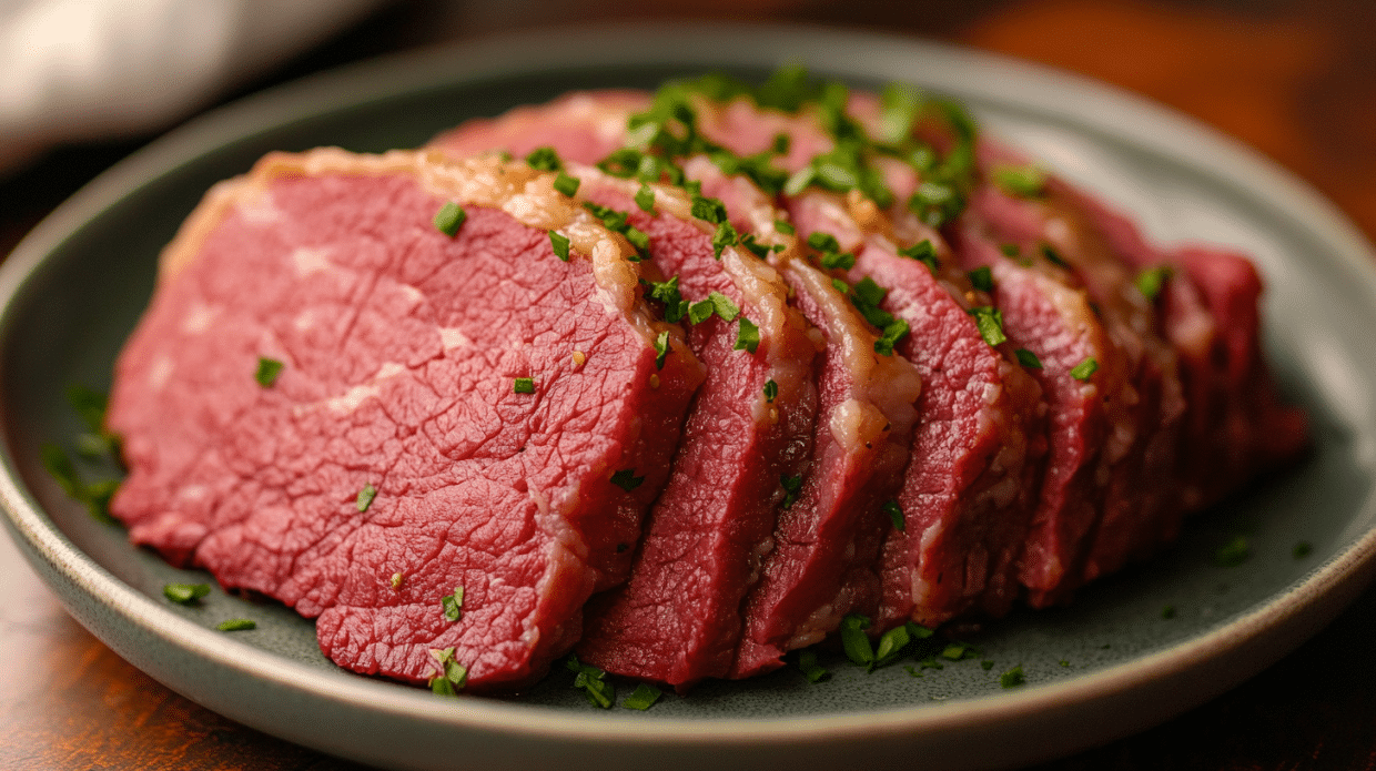 Instant Pot corned beef served with baby potatoes