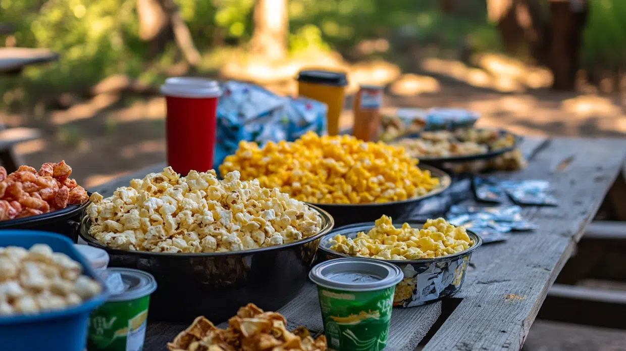 Camp Snacks: Simple, Tasty Ideas for Every Outdoor Trip 4 Fresh camp snacks including fruits, crackers, and trail-friendly bites on a picnic table