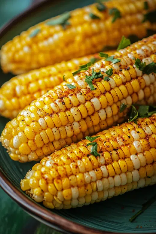 slow cooker corn on the cob served with paprika and fresh parsley