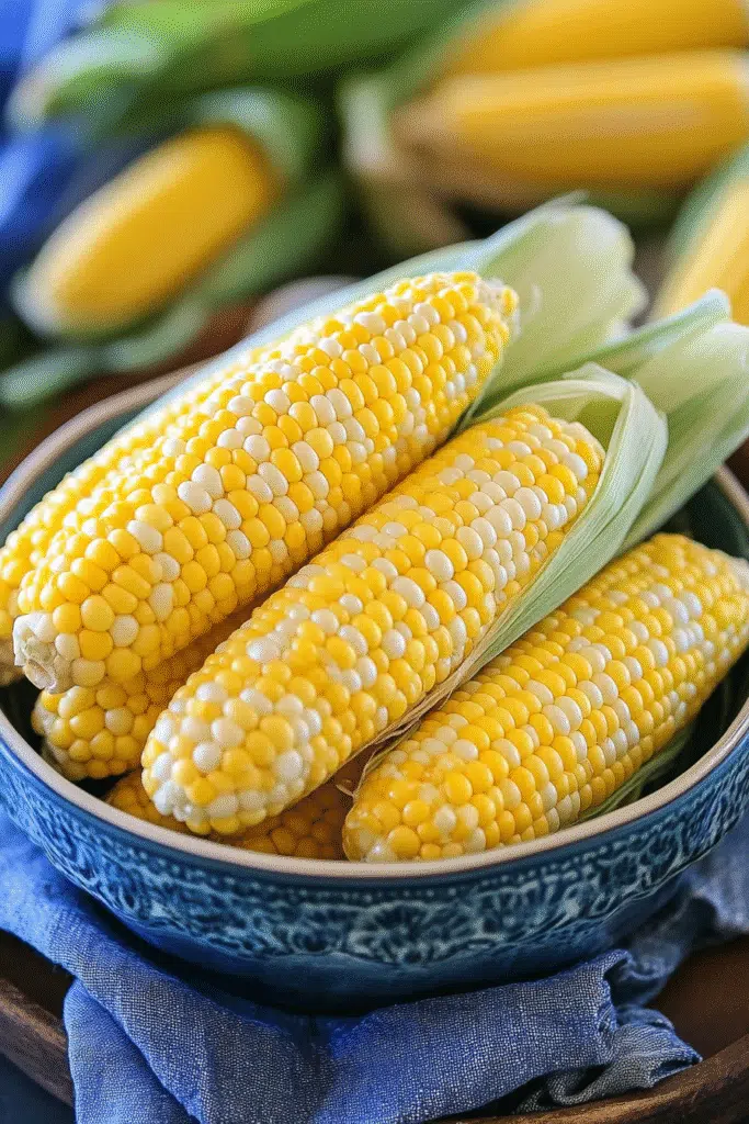 fresh corn on the cob ready for slow cooker preparation