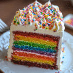 Rainbow Cake Rainbow – A Colorful Slice of Joy for Every Occasion 6 slice of rainbow cake rainbow with whipped cream and sprinkles
