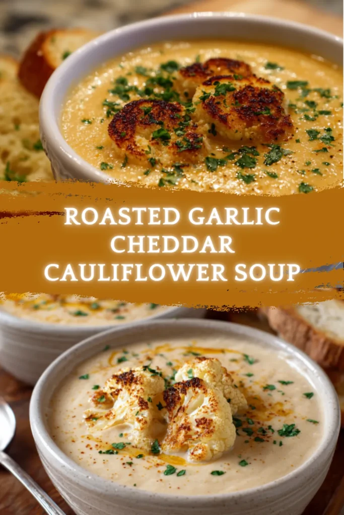 Creamy Roasted Garlic Cheddar Cauliflower Soup (No Cream!) 2 2 5 1