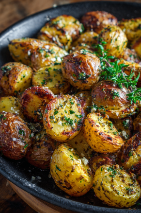 Greek Feta Roast Potatoes Crispy, Zesty & Inspired by the Mediterranean 2 Pan of golden brown roasted baby potatoes tossed in herbs, garlic, and melted feta cheese