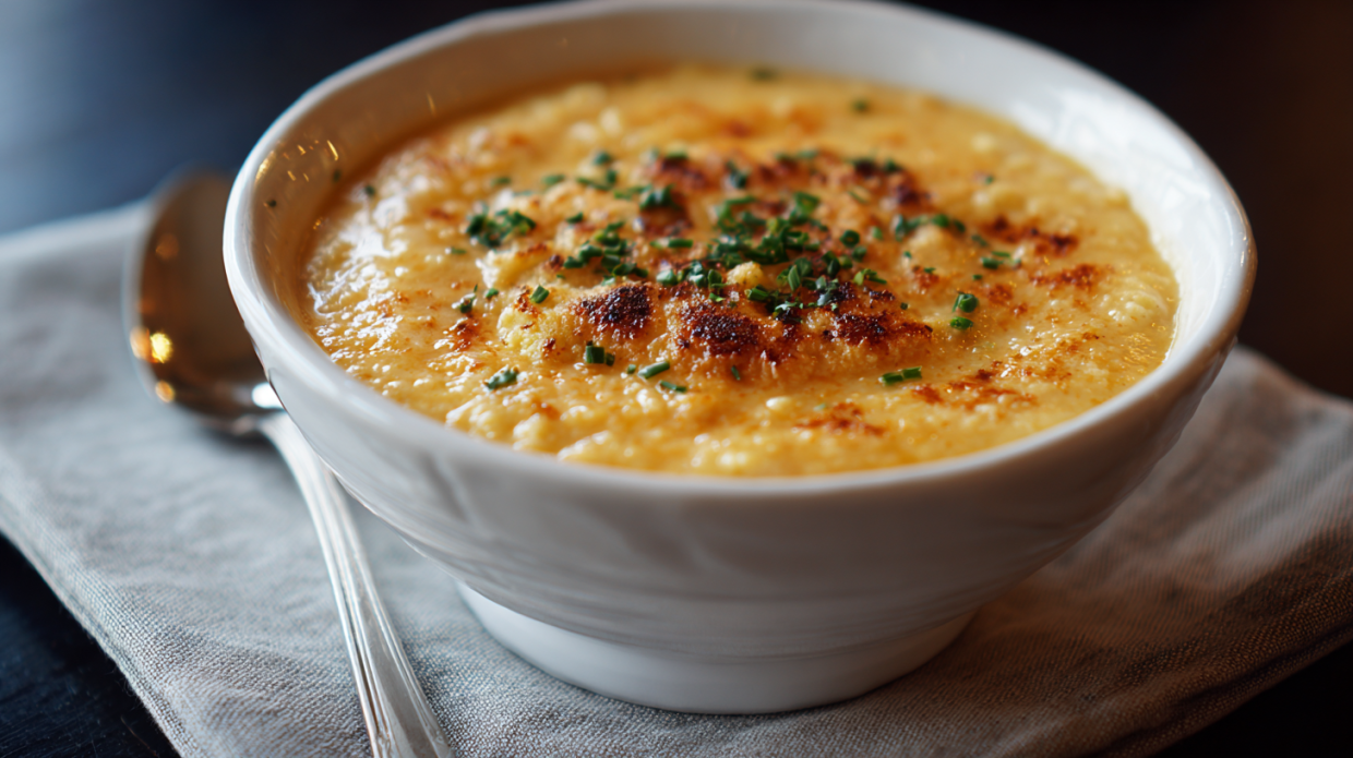 Creamy Roasted Garlic Cheddar Cauliflower Soup (No Cream!)