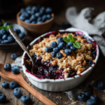Blueberry Rustic Crumble Recipe with Oats (Cozy, Easy & Homemade) 6 blueberry rustic crumble recipe with oats in ceramic dish with spoon