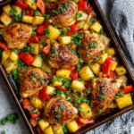 Hawaiian Chicken Sheet Pan: A Sweet & Savory One-Pan Wonder for Busy Weeknights 7 Hawaiian Chicken Sheet Pan with golden chicken thighs and pineapple