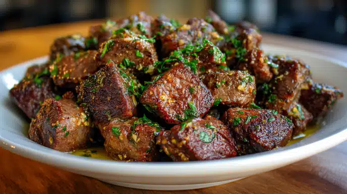 Slow Cooker Garlic Butter Beef Bites with Potatoes