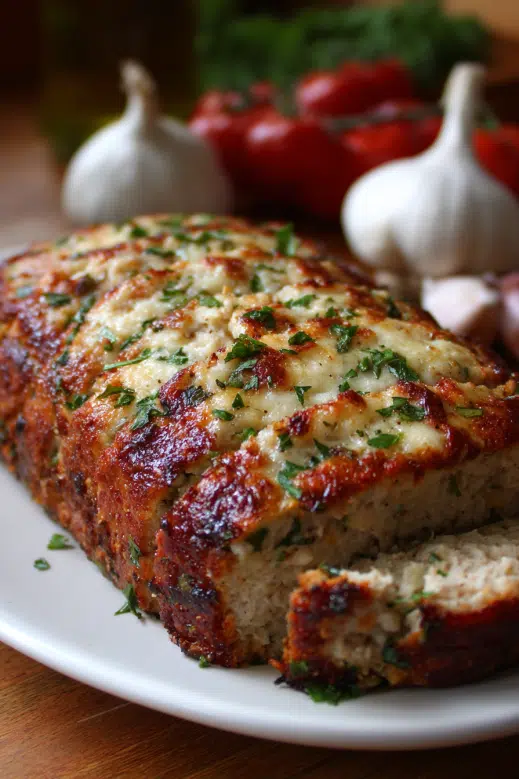 Garlic Parmesan Chicken Meatloaf: The Easiest Weeknight Winner 7 Garlic parmesan chicken meatloaf plated with sides