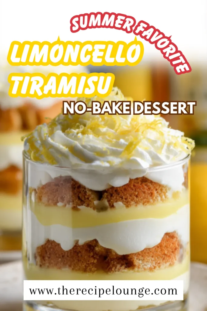 Classic limoncello tiramisu slice with lemon and mint garnish