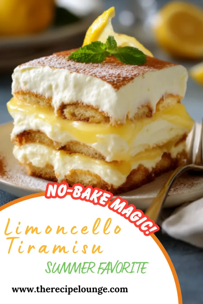 Lemon mascarpone limoncello tiramisu with soaked ladyfingers