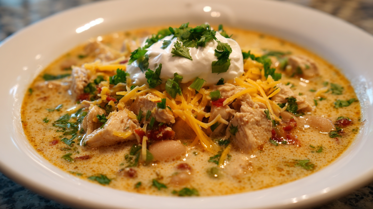 Creamy Crock Pot Chicken Chili with Ranch & Rotel