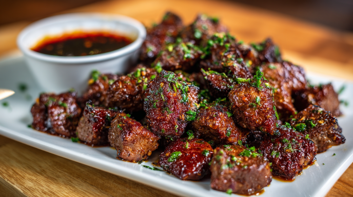 Slow Cooker Garlic Butter Beef Bites with Potatoes