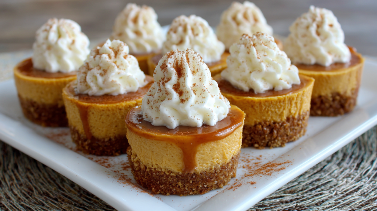 Mini Pumpkin Cheesecakes with Graham Cracker Crust