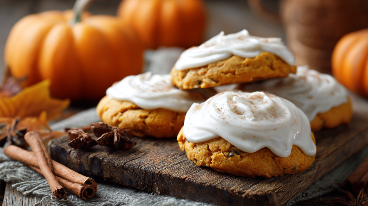 Soft Pumpkin Cookies with Cinnamon Frosting (Vegan Halloween Treat)