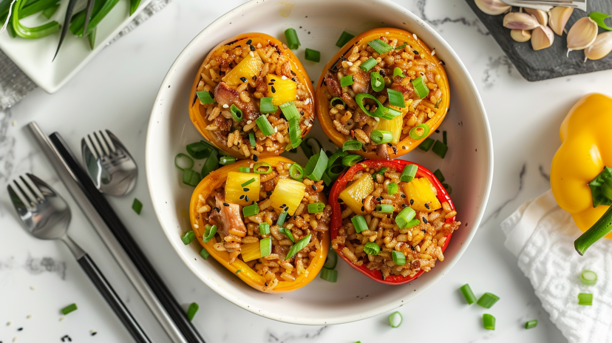Teriyaki Pineapple Chicken Rice Stuffed Peppers (Easy & Flavor-Packed!)