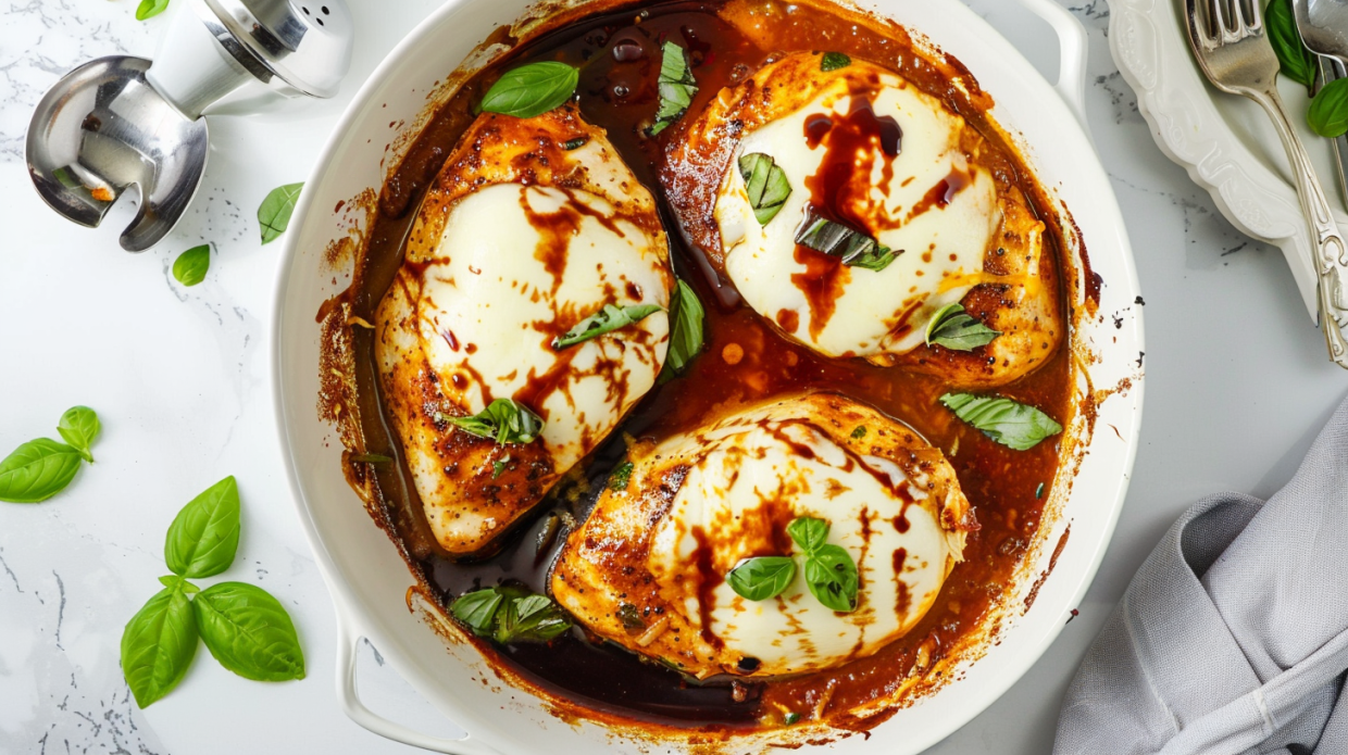 Balsamic Baked Chicken Breast with Melted Mozzarella