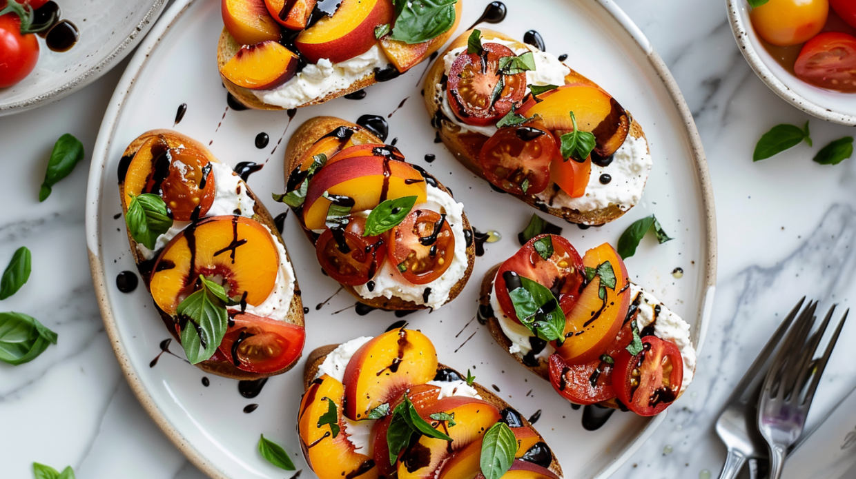 Best Peach Bruschetta with Whipped Ricotta