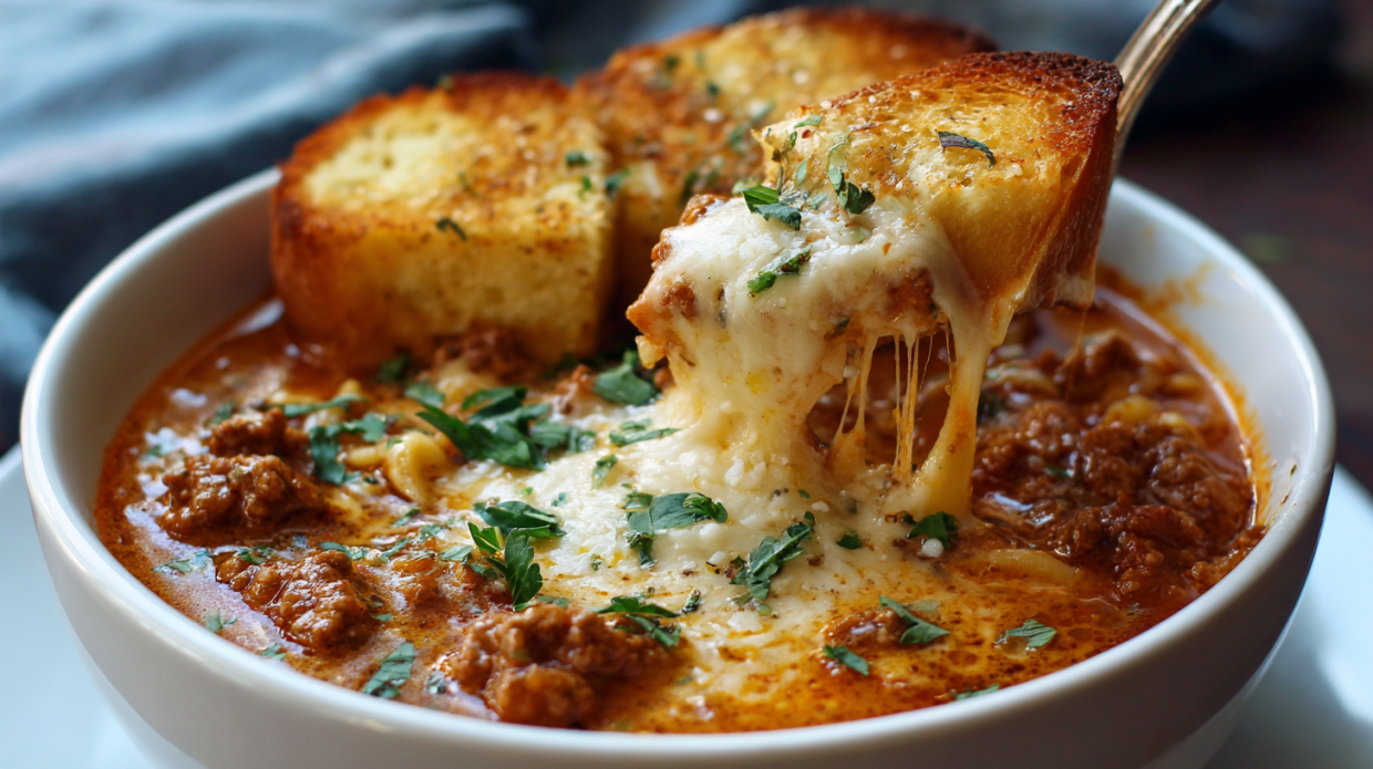 Cheesy One Pot Lasagna Soup (Weeknight Favorite!)