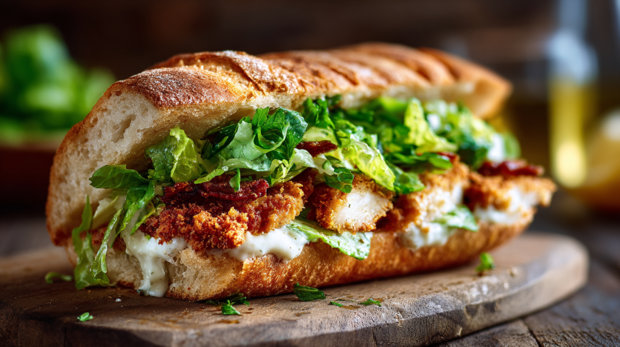 Crispy Chicken Caesar Sandwich with Homemade Dressing
