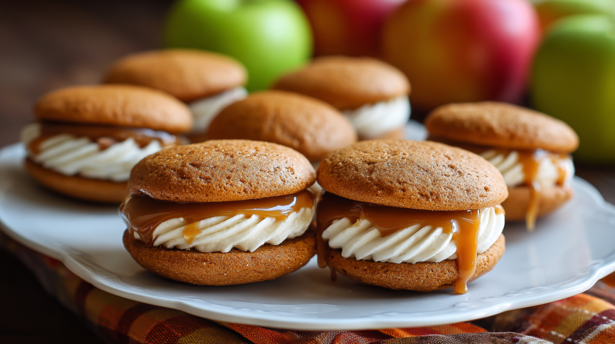 Fall Apple Cider Whoopie Pies with Caramel Filling