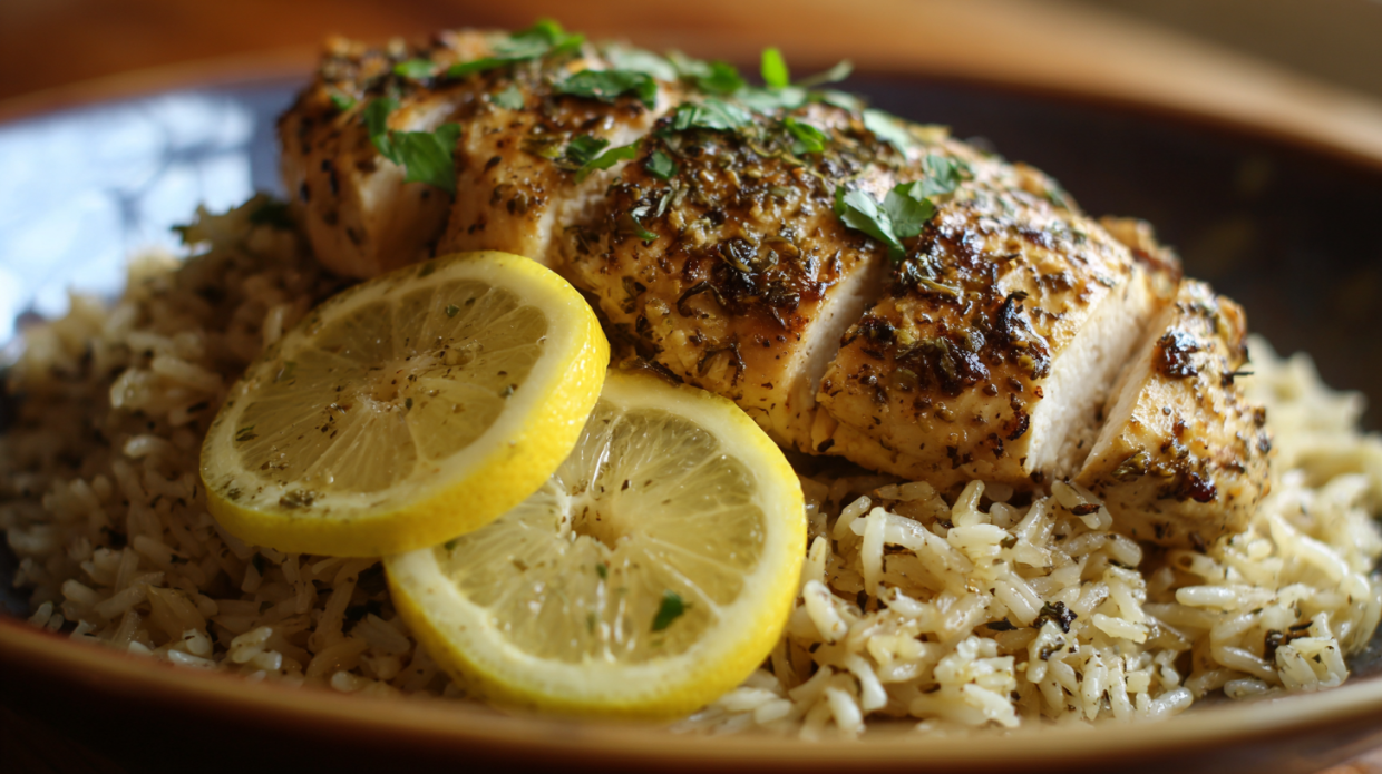 Slow Cooker Lemon Herb Chicken and Rice (One-Pot Comfort Meal!)