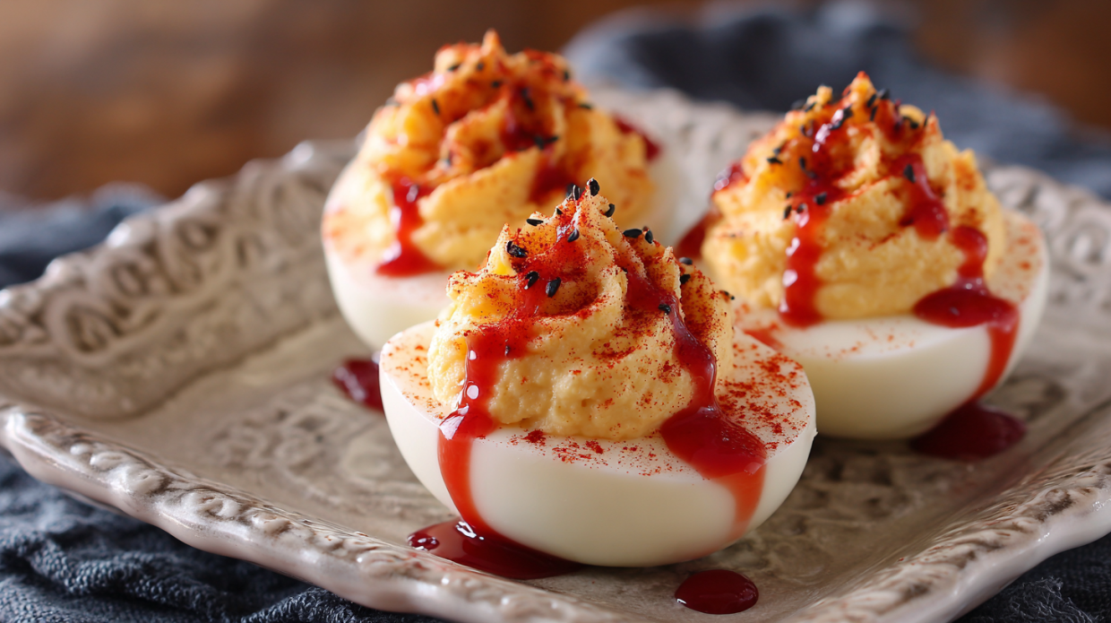 Spooky Deviled Eggs – Bloody Halloween Eggs Recipe