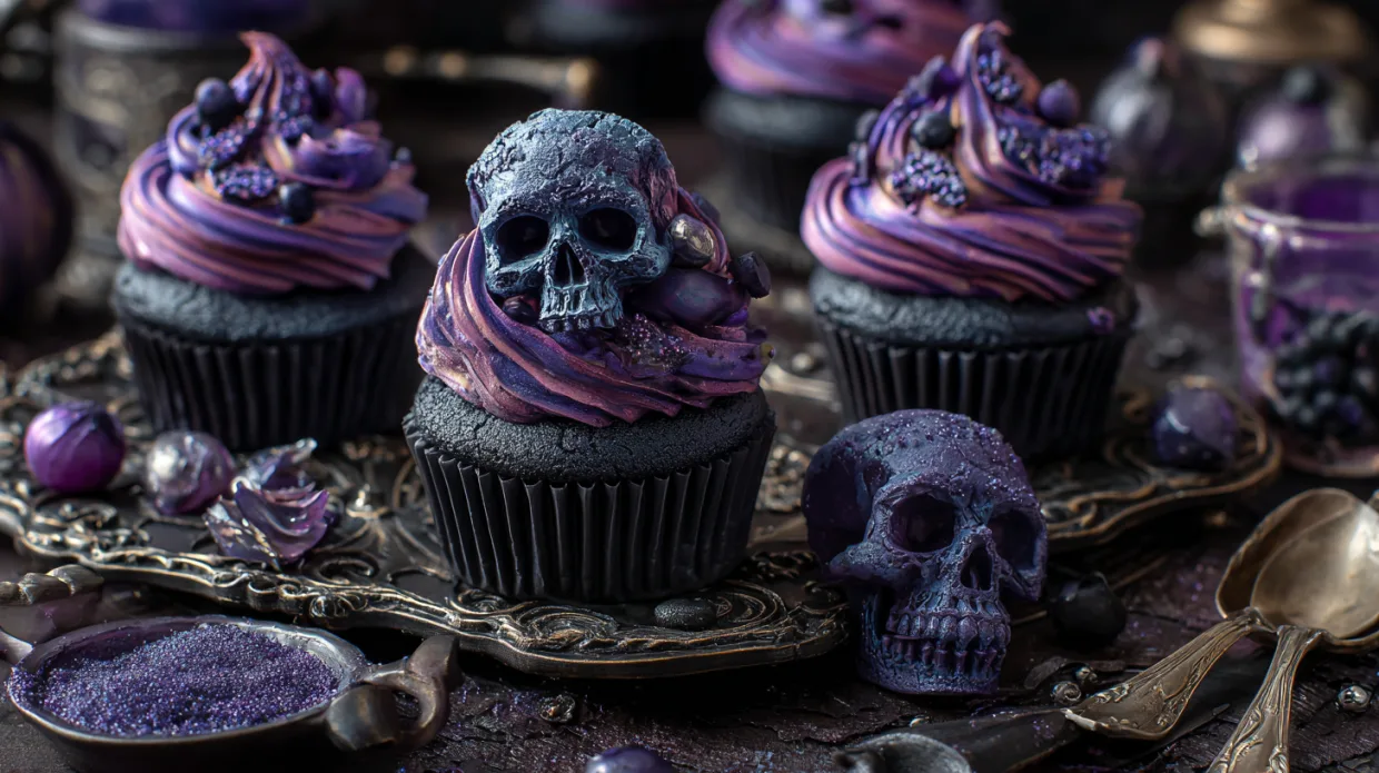 Creepy Halloween Desserts That Steal the Show: Black Velvet Coffin Brownies with “Blood” Raspberry Sauce