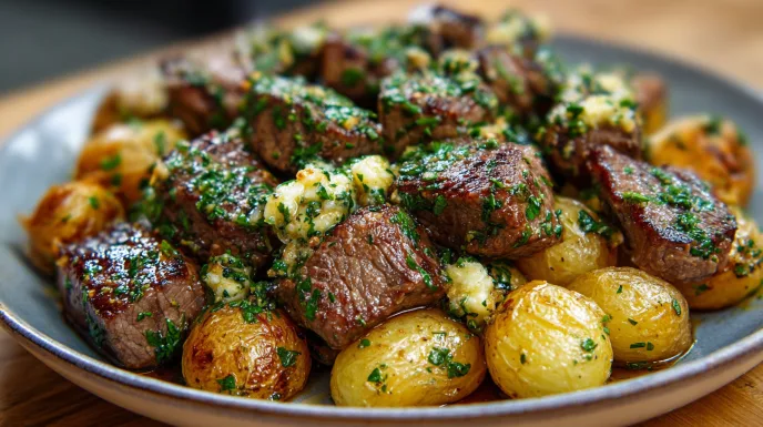 Garlic Butter Steak Bites with Crispy Potatoes (Skillet Dinner Perfection)
