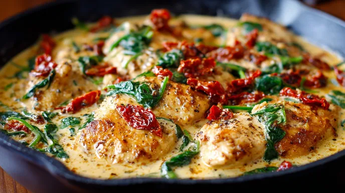 Creamy Tuscan Chicken with Spinach and Sun-Dried Tomatoes