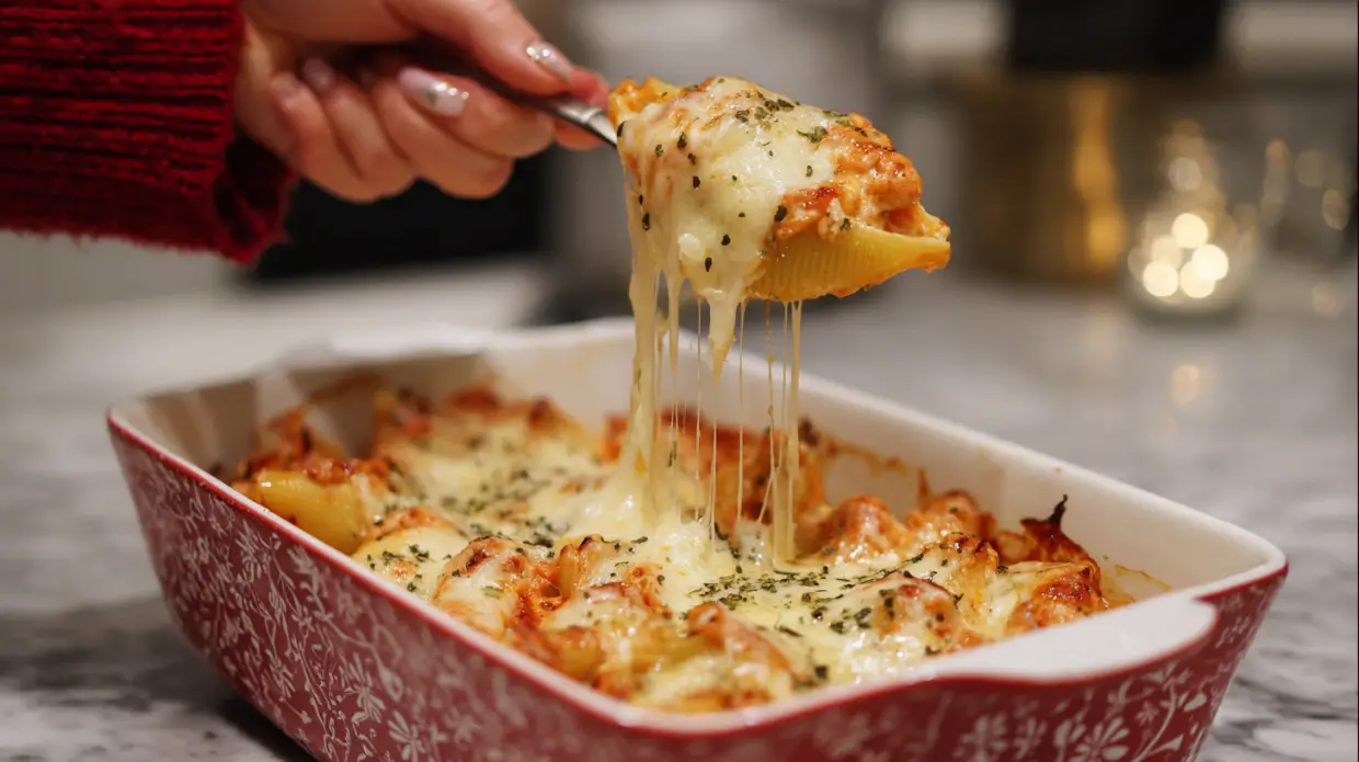 Cheesy Stuffed Shells | Christmas Pasta Bake