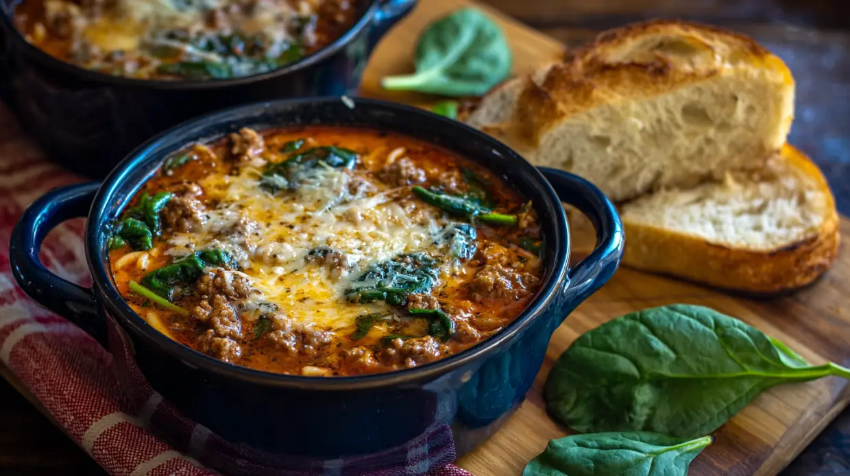 Lasagna Soup with Spinach & Italian Sausage | Cozy Classic