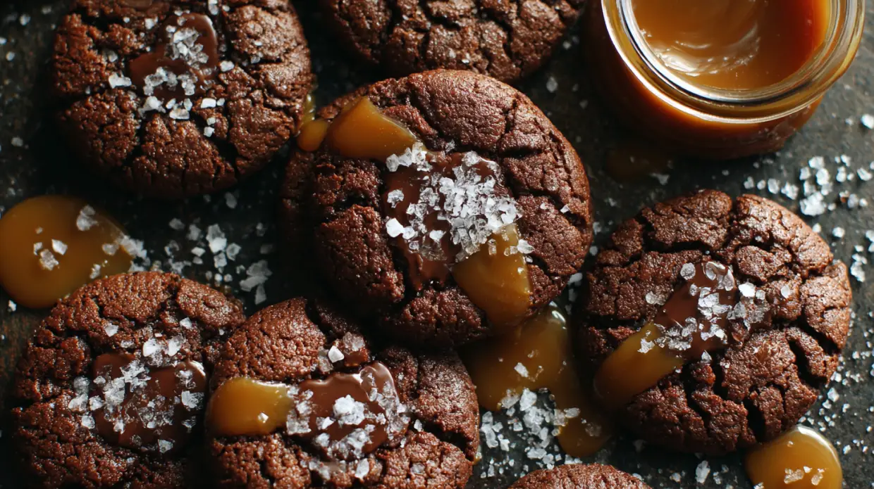 Salted Caramel Chocolate Cookies | Gooey & Rich