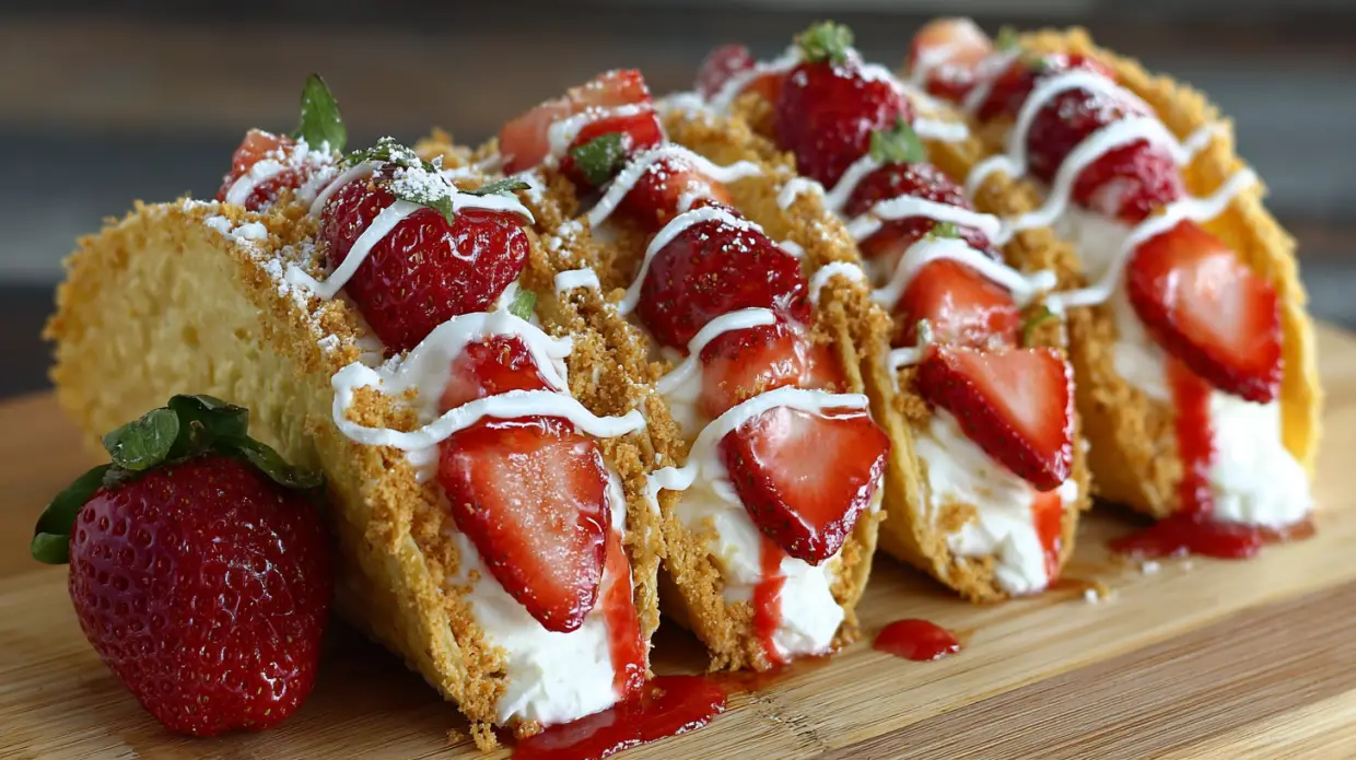 Strawberry Crunch Cheesecake Tacos | Fun Summer Dessert