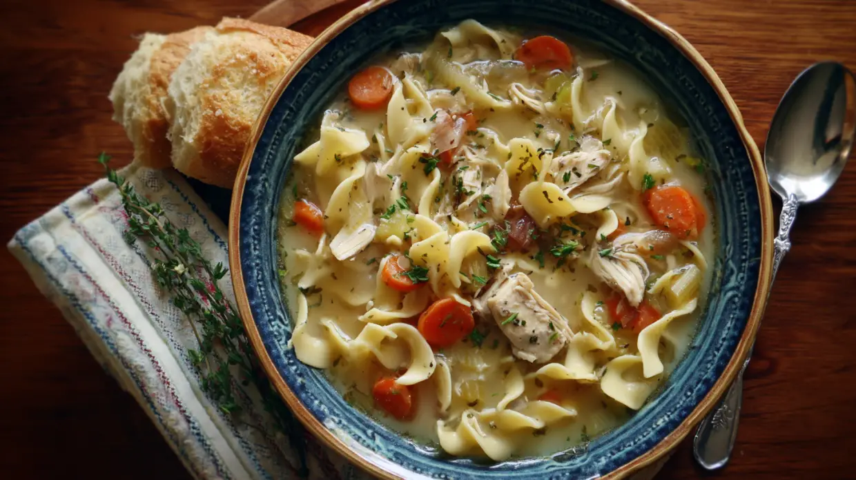 Homestyle Chicken Noodle Soup | Classic Comfort (Golden Broth, Tender Chicken, Cozy Herbs)