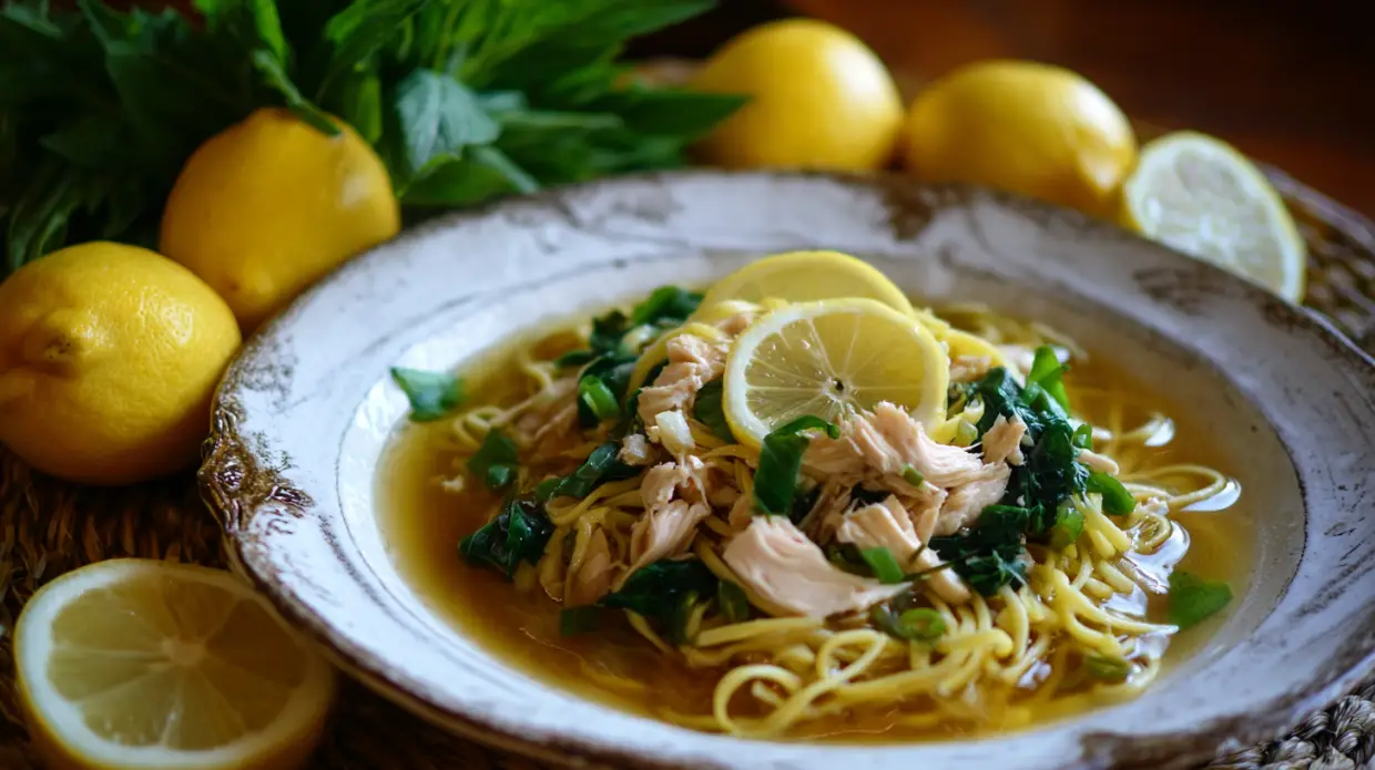 Lemon Chicken Noodle Soup | Light & Refreshing (Bright Broth, Tender Chicken, Fresh Herbs)