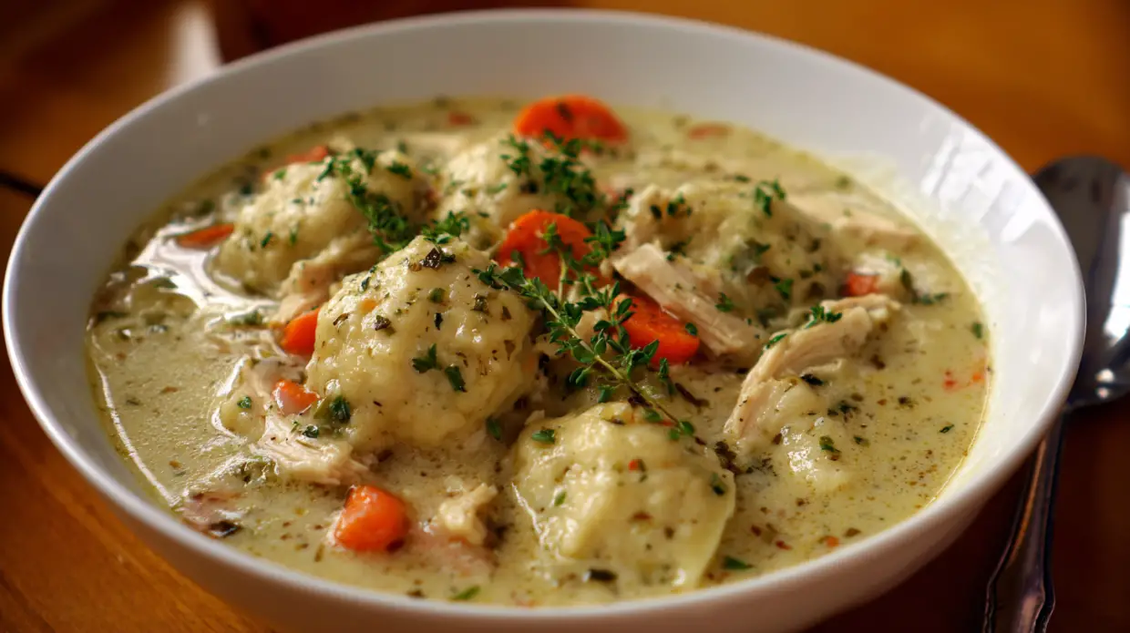 Creamy Chicken Noodle Soup with Dumplings | Hearty Comfort (Fluffy Tops, Silky Broth, Cozy Herbs)