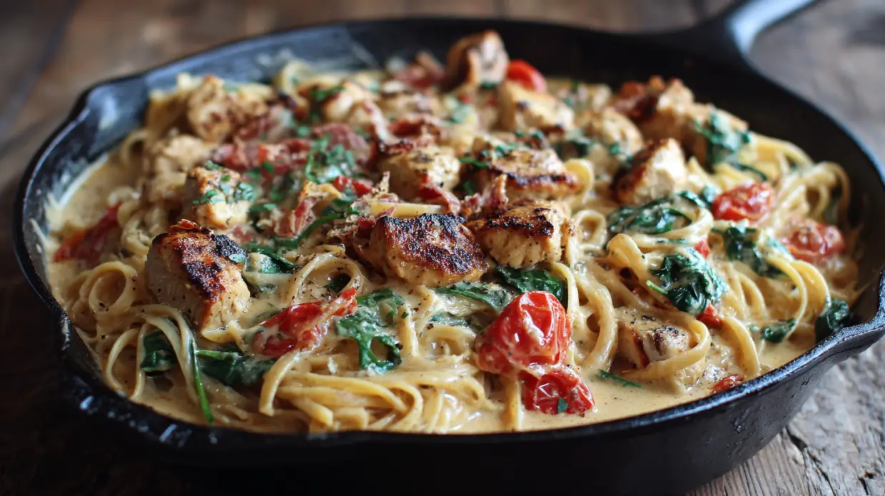 Creamy Tuscan Chicken Pasta | One Skillet Meal
