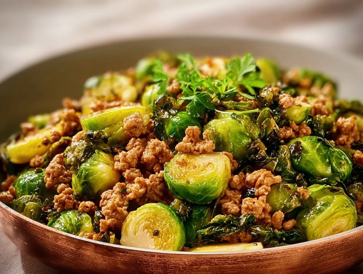 Brussels Sprouts and Ground Turkey Skillet