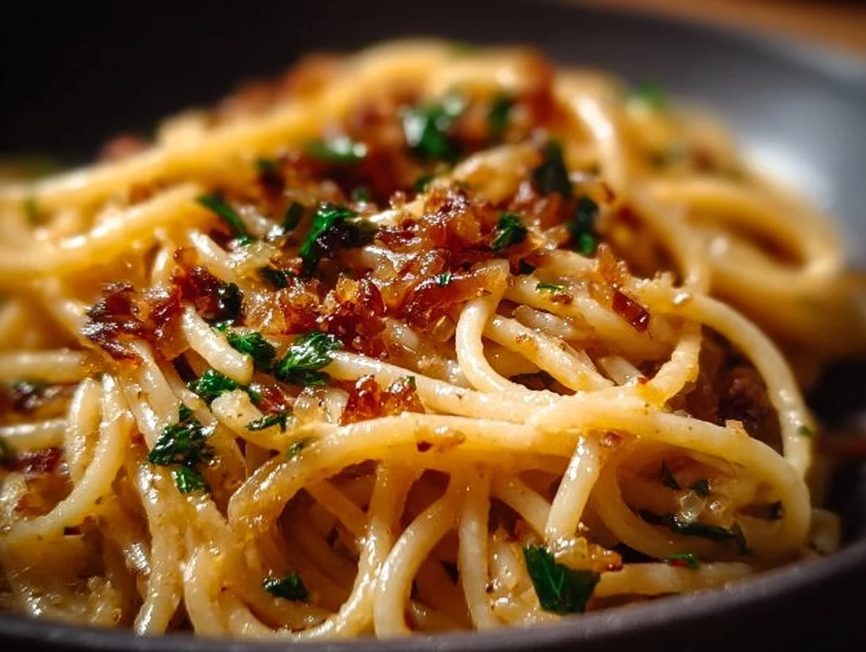 Caramelized Onion Pasta with Chilli Oil