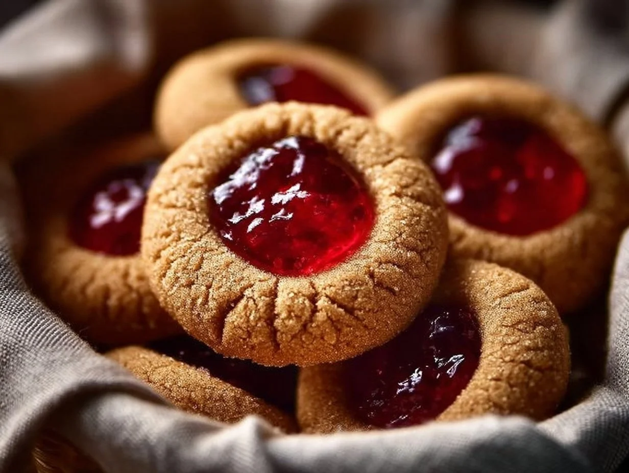 Gingerbread Thumbprint Cookies with Cranberry Jam