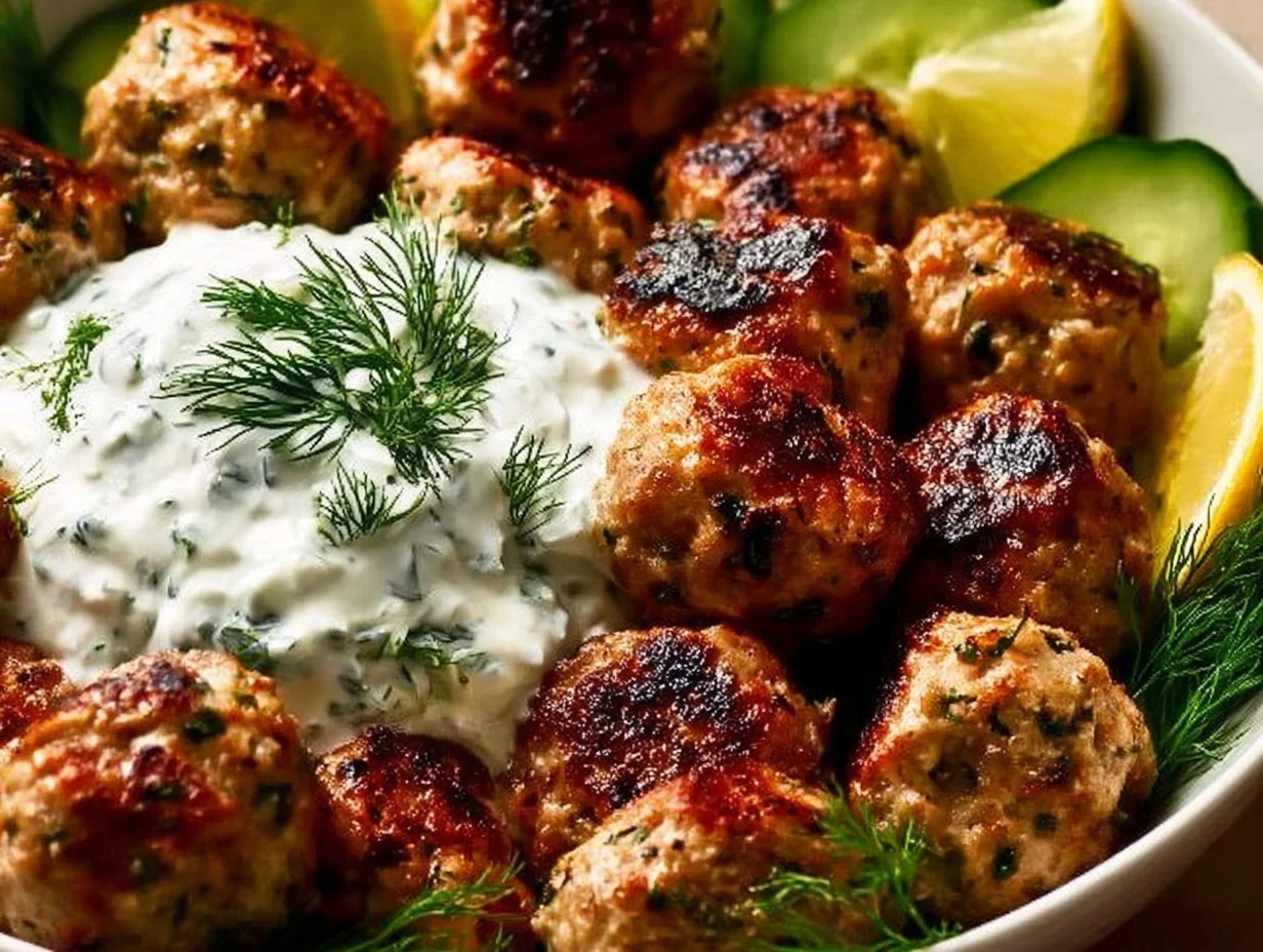 Greek Chicken Meatballs with Tzatziki Sauce