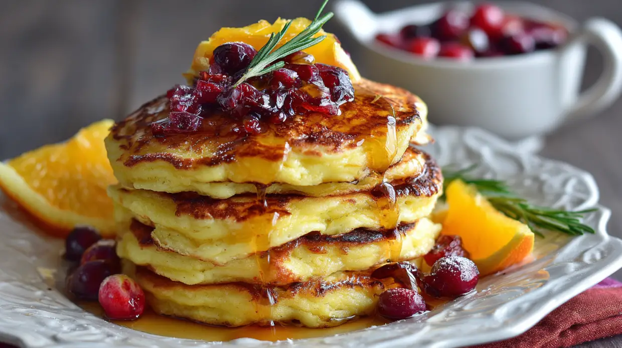 Fluffy Cranberry Orange Ricotta Pancakes