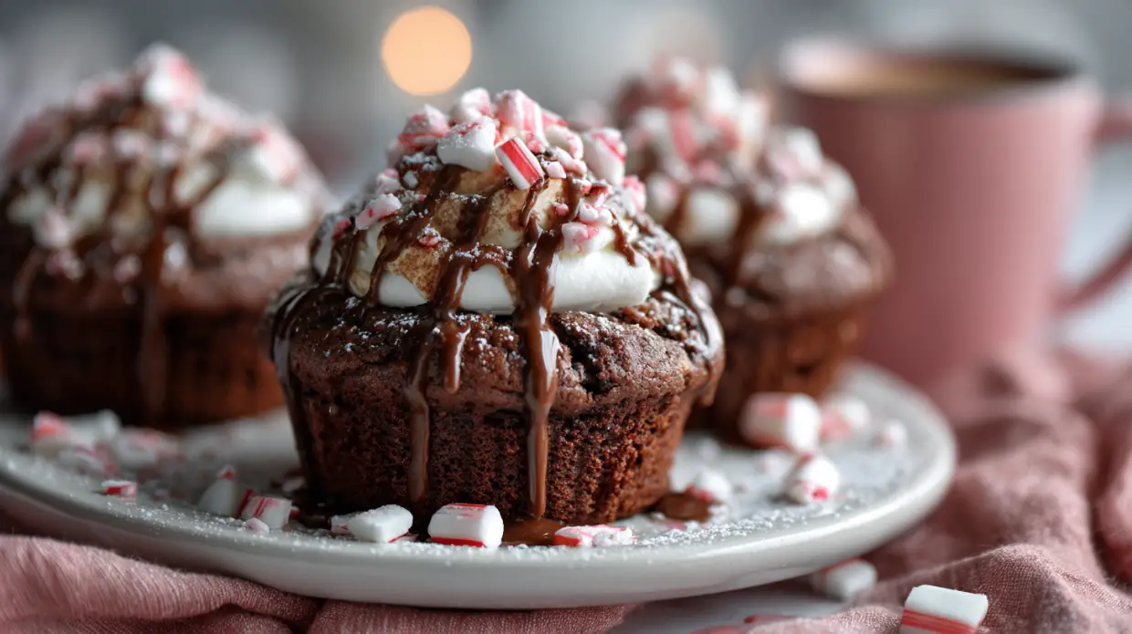 Peppermint Hot Chocolate Muffins