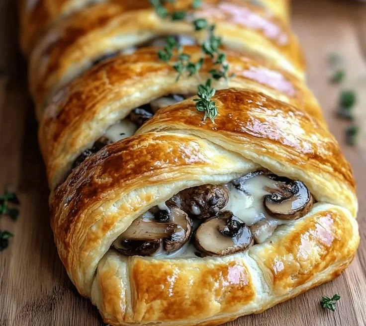 Irresistibly Easy Savory Mushroom & Gruyère Puff Pastry Braid