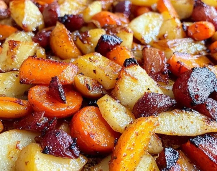 Maple Dijon Roasted Apples & Carrots